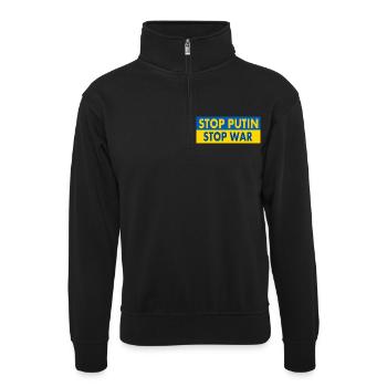 Stop war - Unisex Pullover mit Zip-Kragen - Schwarz - Vorne