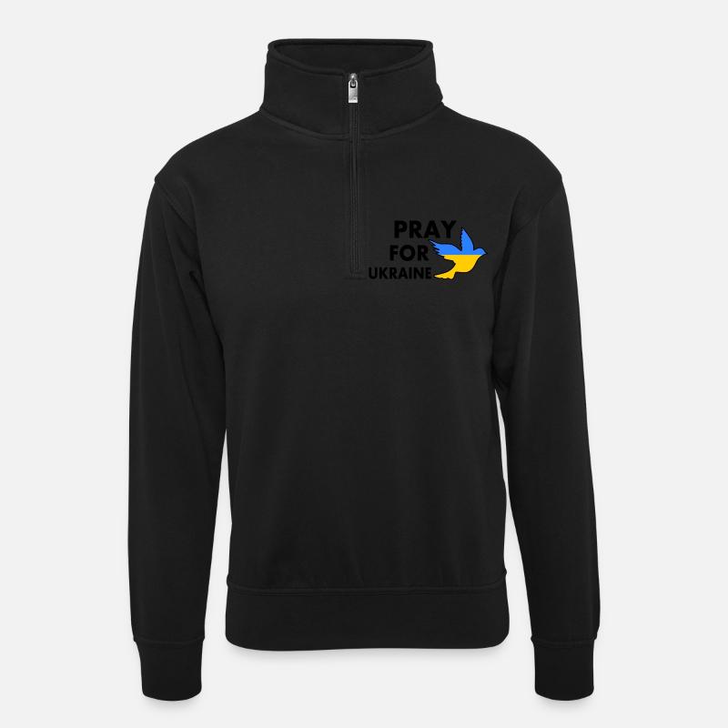 Pray for ukraine - Unisex sweater with zip collar - black