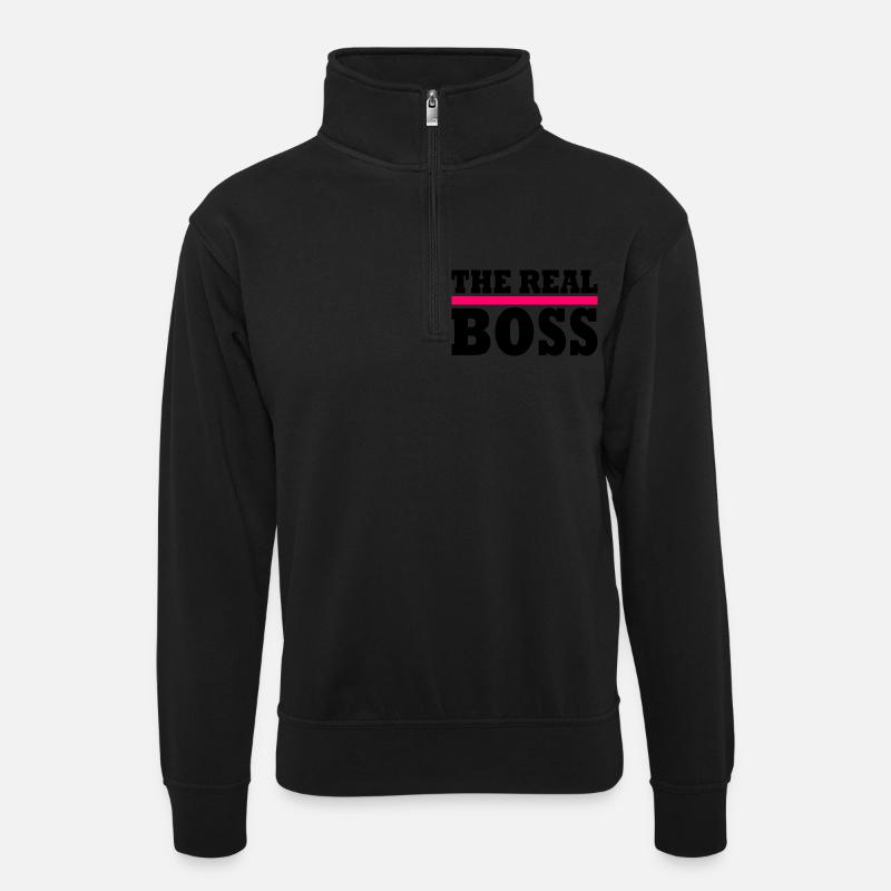 The real boss - Unisex Pullover mit Zip-Kragen - Schwarz