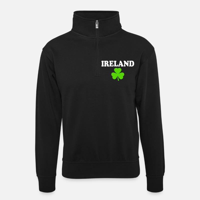 Trèfle d’Irlande - Sweat col montant zippé unisexe - noir