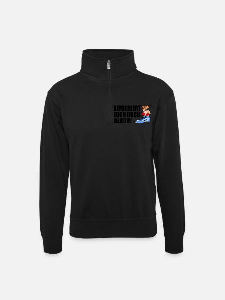 Remigrate yourselves - Unisex sweater with zip collar - black