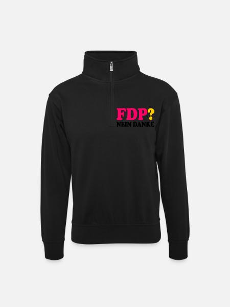 Fdp nein danke - Unisex Pullover mit Zip-Kragen - Schwarz
