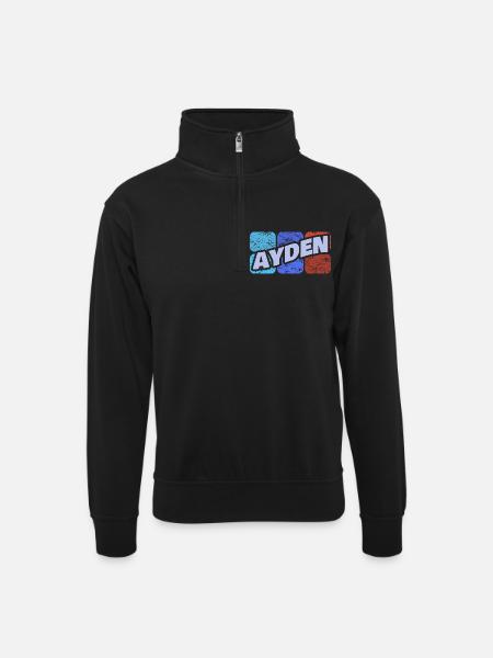 Gift for Ayden - Unisex sweater with zip collar - black