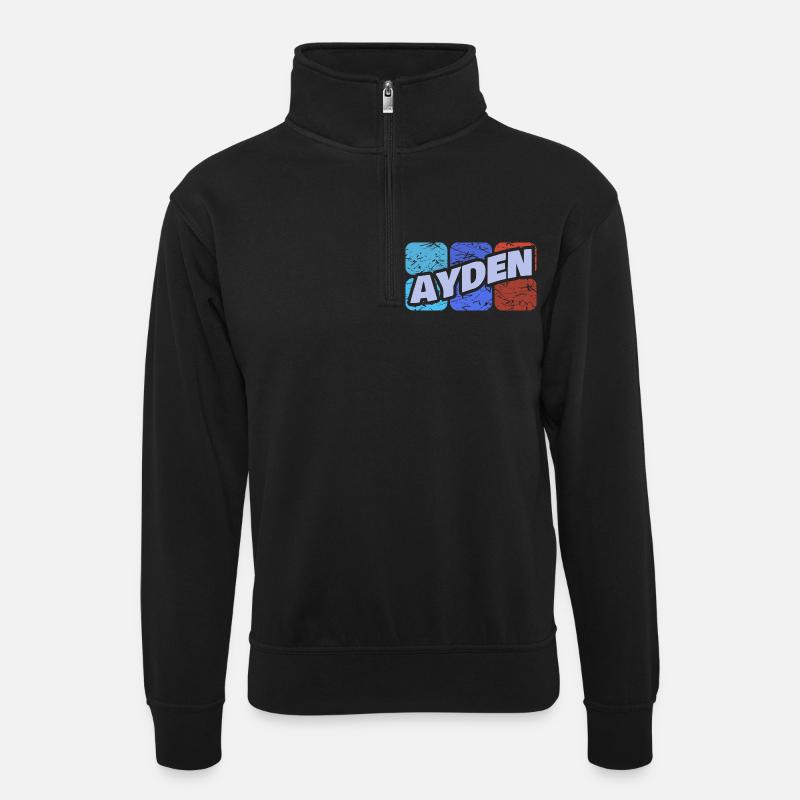 Geschenk für Ayden - Unisex Pullover mit Zip-Kragen - Schwarz
