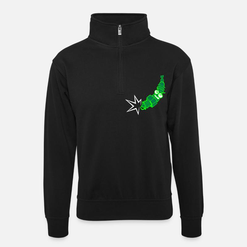 Zündkerze mit Farbänderungsfunktion - Unisex Pullover mit Zip-Kragen - Schwarz