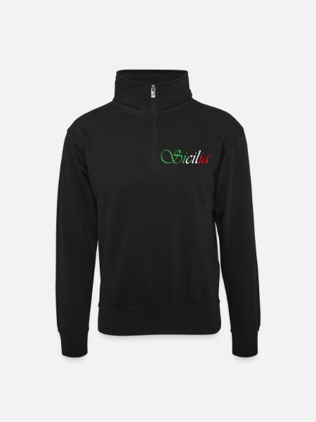 sicilia - Unisex sweater with zip collar - black