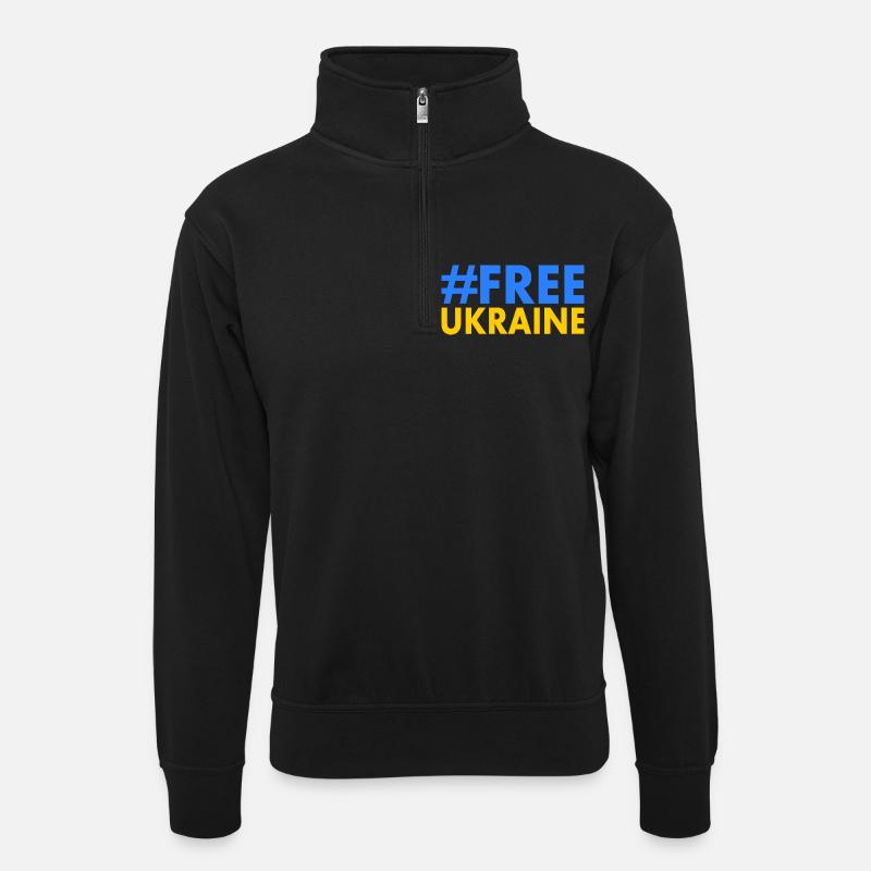 Free ukraine - Unisex Pullover mit Zip-Kragen - Schwarz
