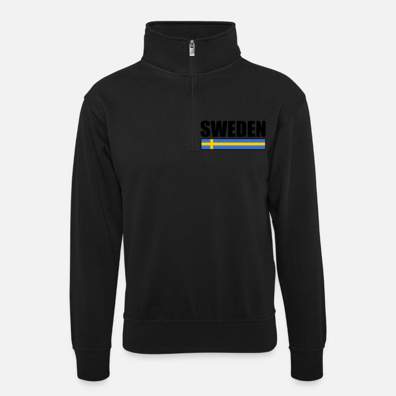 Schweden - Unisex Pullover mit Zip-Kragen - Schwarz