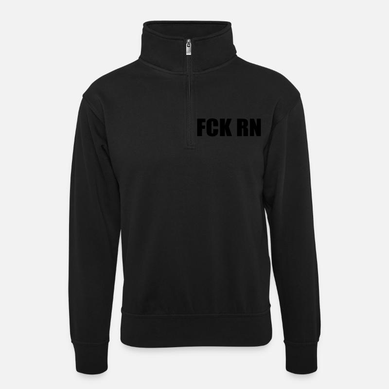 Fck rn - Unisex Pullover mit Zip-Kragen - Schwarz