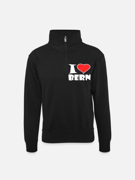 Bern - Unisex sweater with zip collar - black