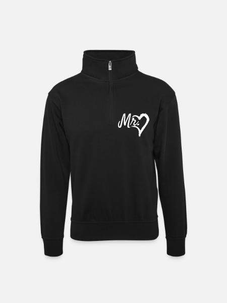 Mr heart symbol - Unisex sweater with zip collar - black