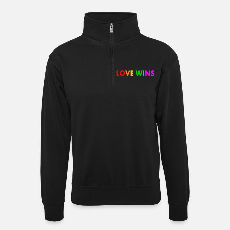 Love wins - Unisex sweater with zip collar - black