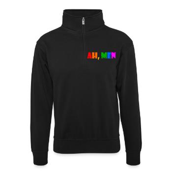 Ah men - Unisex sweater with zip collar - black - Front