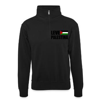 Leve palestina - Unisex Pullover mit Zip-Kragen - Schwarz - Vorne