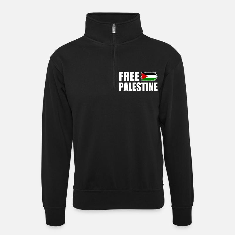 Free palestine - Unisex-sweatshirt med zipkrave - sort