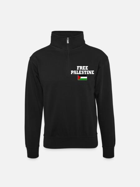 Free palestine فلسطين حرة - Unisex sweater with zip collar - black