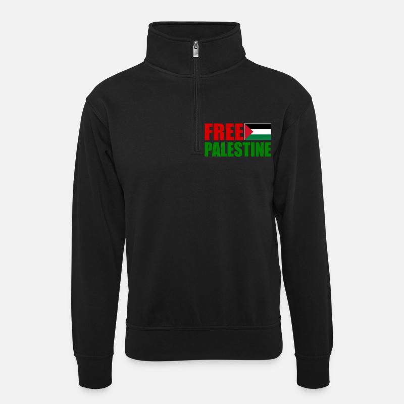 Free palestine - Unisex Pullover mit Zip-Kragen - Schwarz