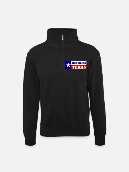 God bless texas - Unisex sweater with zip collar - black