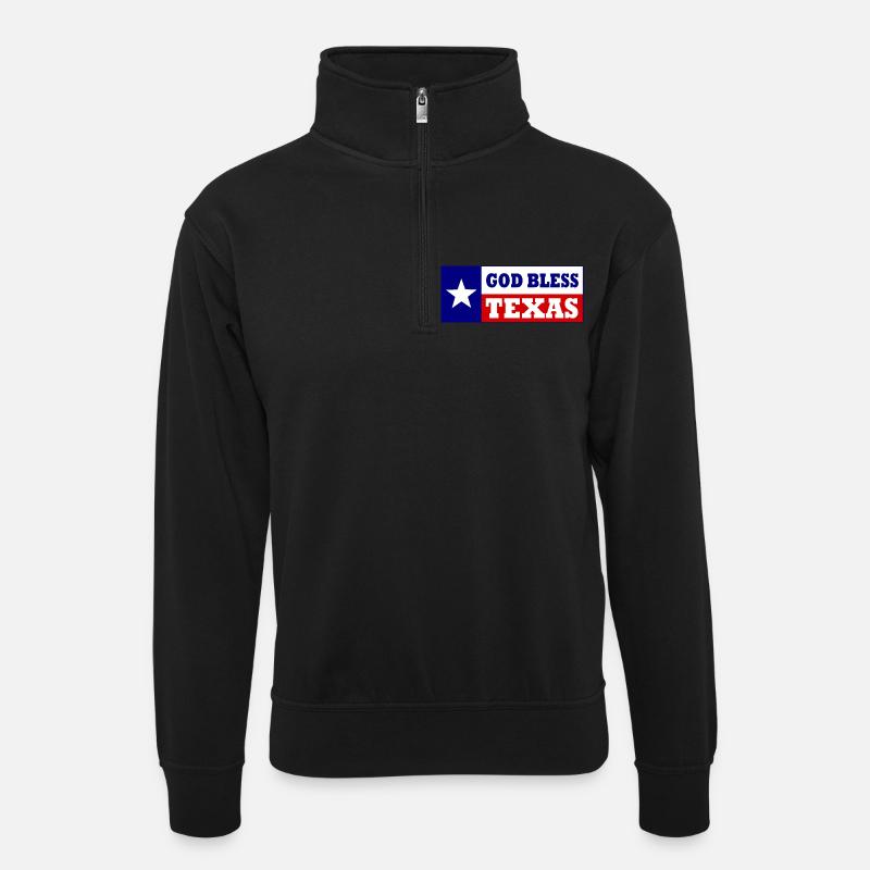 God bless texas - Sweat col montant zippé unisexe - noir