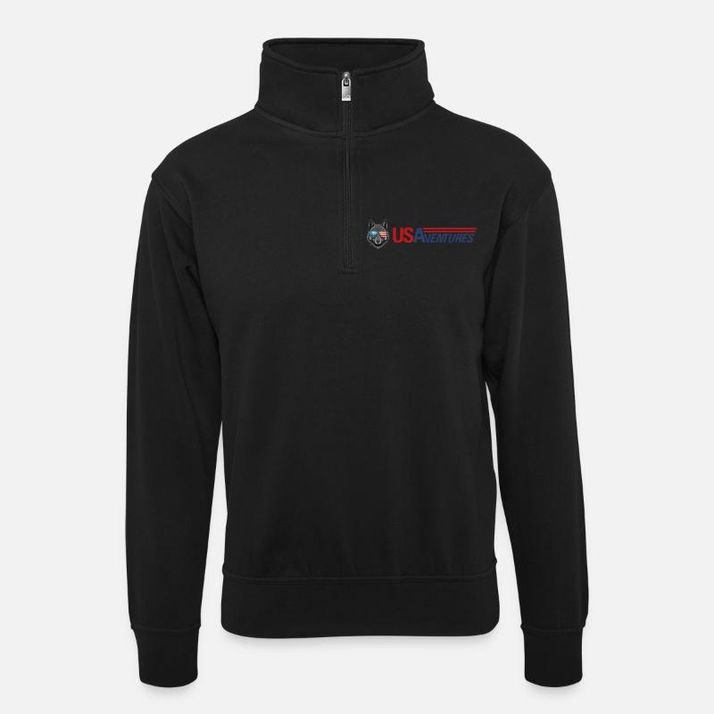 usaventures tête de loup - Sweat col montant zippé unisexe - noir