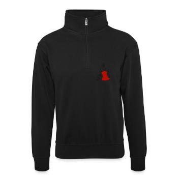 Frau fragen - Unisex Pullover mit Zip-Kragen - Schwarz - Vorne