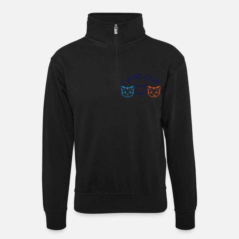 3 Kleine Katzen - Unisex Pullover mit Zip-Kragen - Schwarz