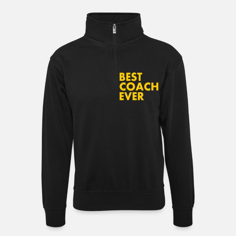 Best coach ever - Unisex sweater with zip collar - black