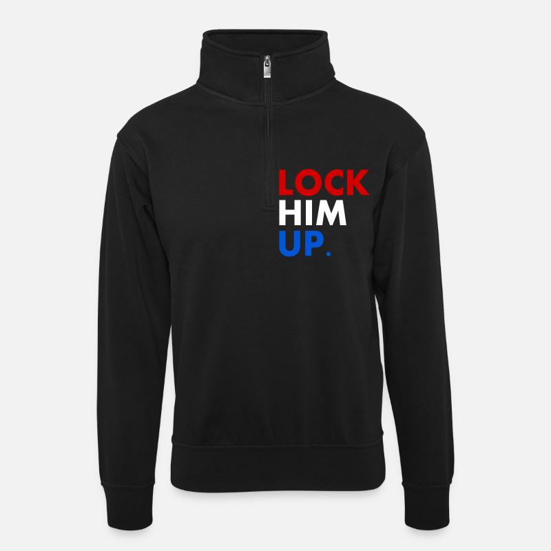 Lock him up - Unisex Pullover mit Zip-Kragen - Schwarz