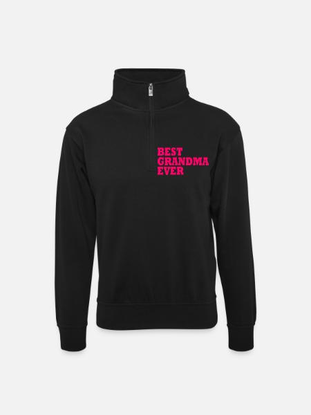 Best grandma ever - Unisex sweater with zip collar - black