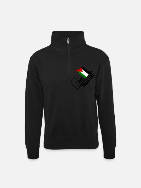Free palestine - Unisex Pullover mit Zip-Kragen - Schwarz
