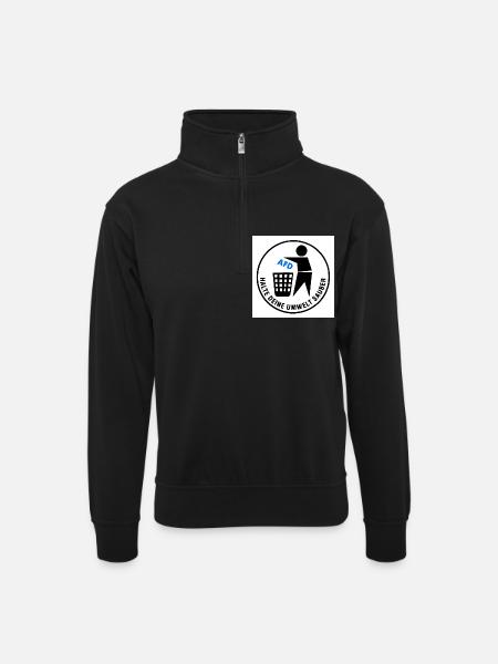 Keep your environment clean - Unisex sweater with zip collar - black