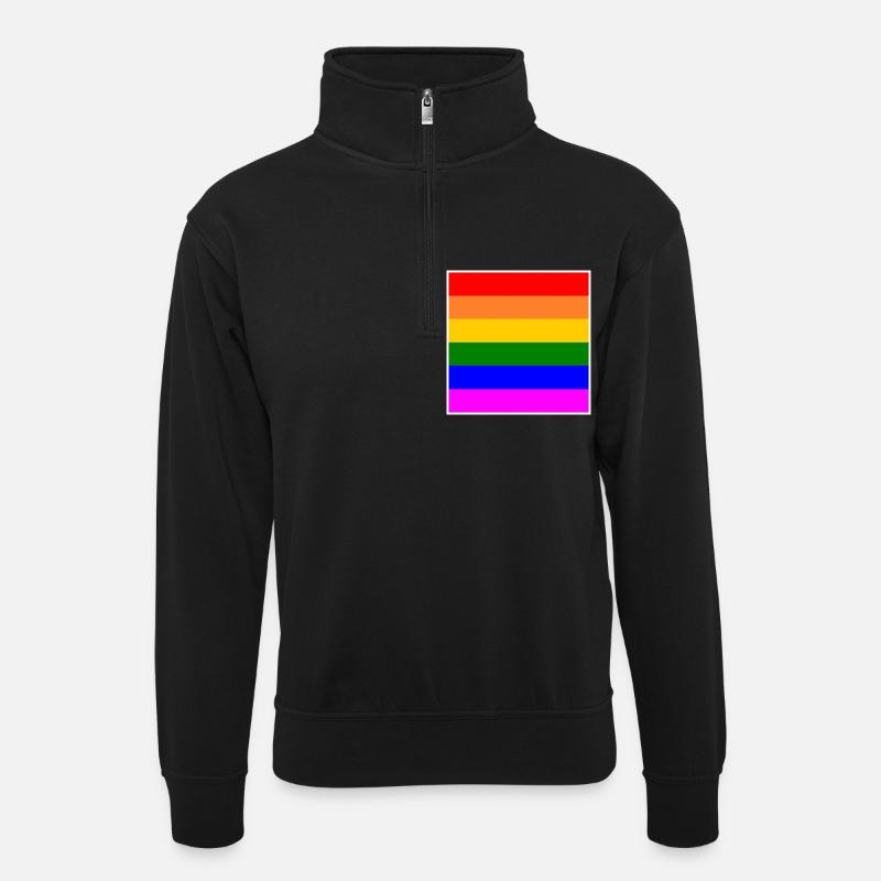Drapeau arc-en-ciel LGBT - Sweat col montant zippé unisexe - noir