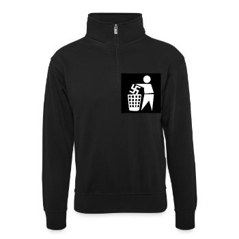 Gegen rechts - halte deine umwelt sauber - Unisex Pullover mit Zip-Kragen - Schwarz - Vorne
