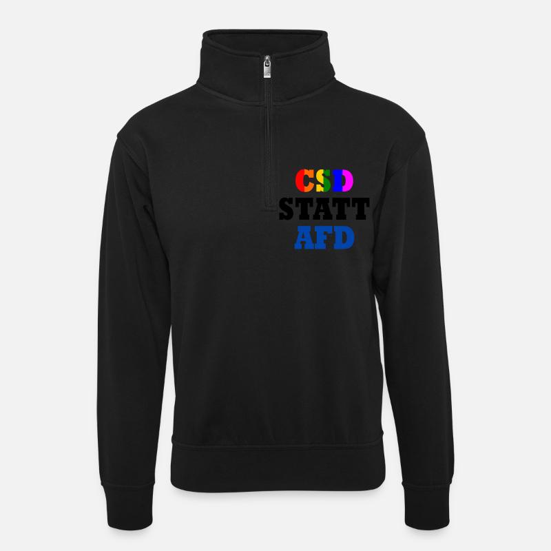 Csd statt afd - Unisex Pullover mit Zip-Kragen - Schwarz