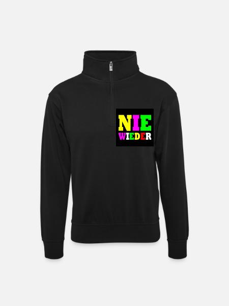 Never again - Unisex sweater with zip collar - black