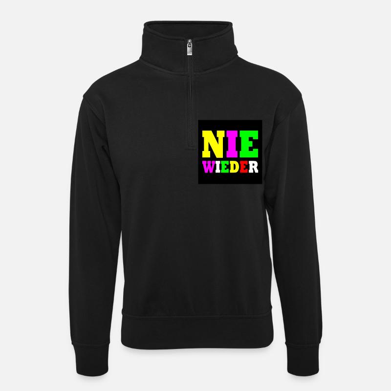 Never again - Unisex sweater with zip collar - black