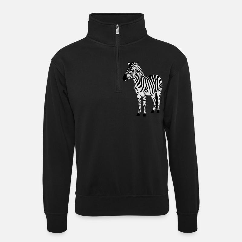 Zebra - Sweat col montant zippé unisexe - noir