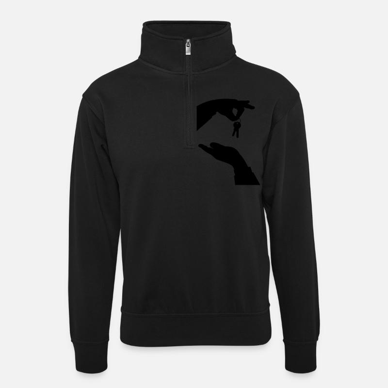 clés - Sweat col montant zippé unisexe - noir