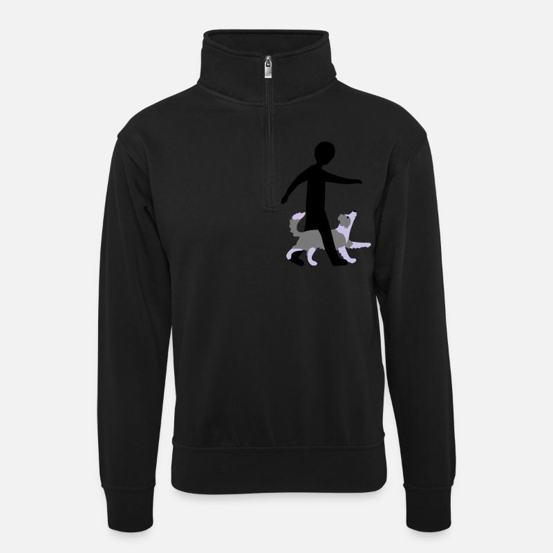 Dog Dancing 3-5 - Unisex Pullover mit Zip-Kragen - Schwarz