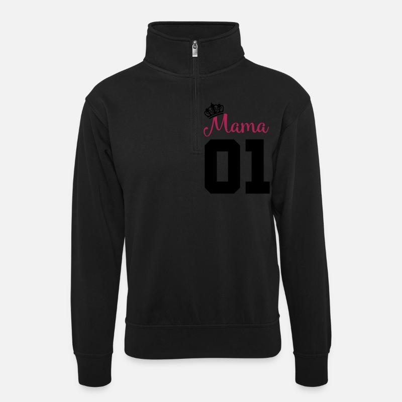 mama 01 - Unisex Pullover mit Zip-Kragen - Schwarz