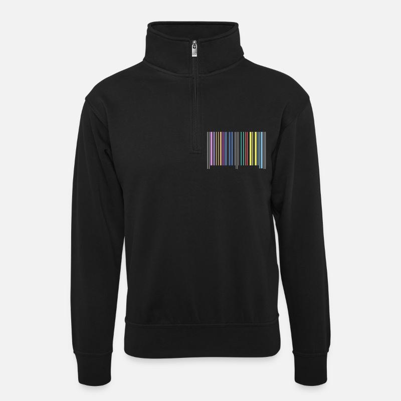 code à barres - Sweat col montant zippé unisexe - noir