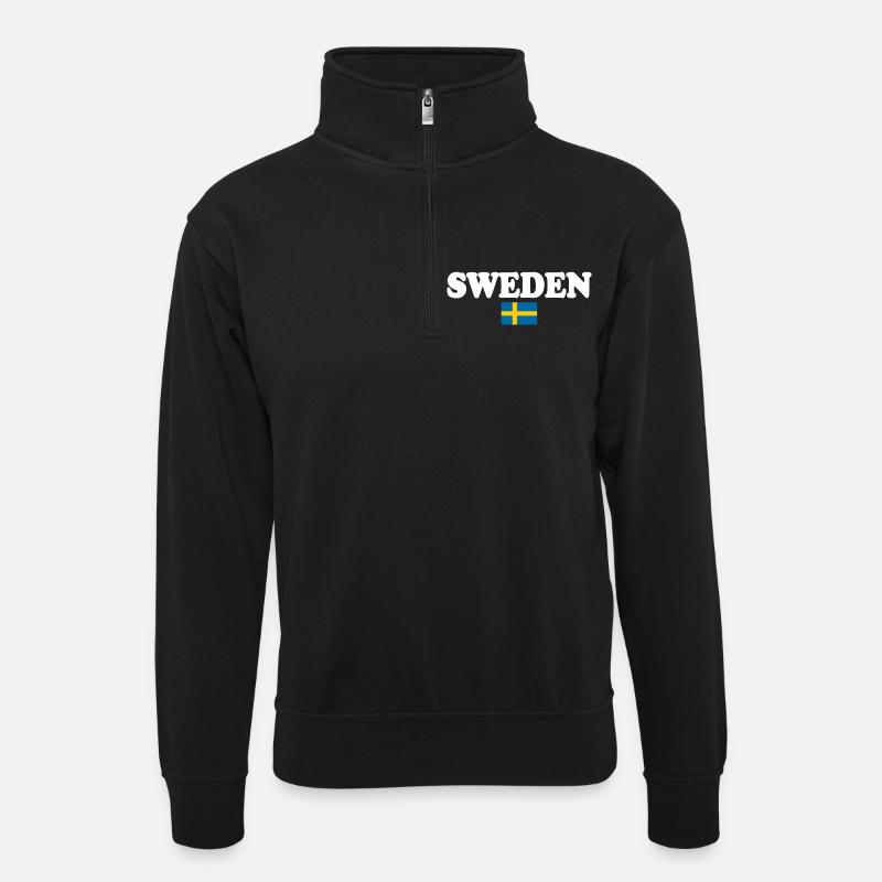 Suède - Sweat col montant zippé unisexe - noir