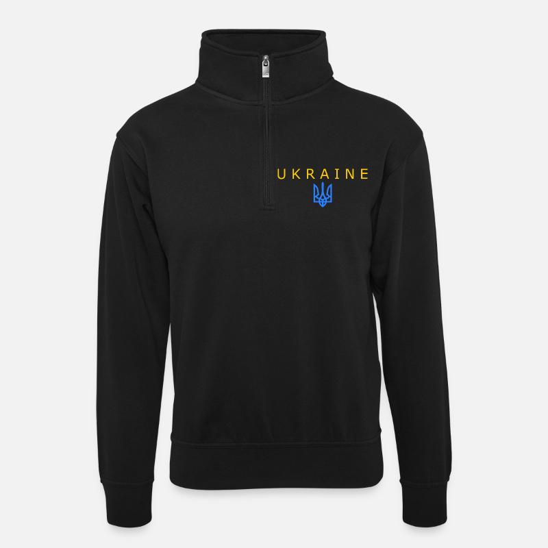 Ukraine - Unisex Pullover mit Zip-Kragen - Schwarz