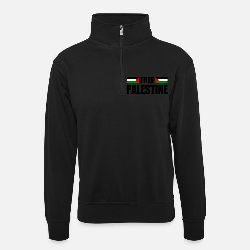 Free palestine - Unisex Pullover mit Zip-Kragen - Schwarz