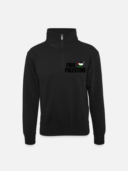 Free palestine - Unisex sweater with zip collar - black