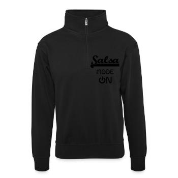 Salsa MODE ON black - Salsa Dance Shirt - Unisex Pullover mit Zip-Kragen - Schwarz - Vorne