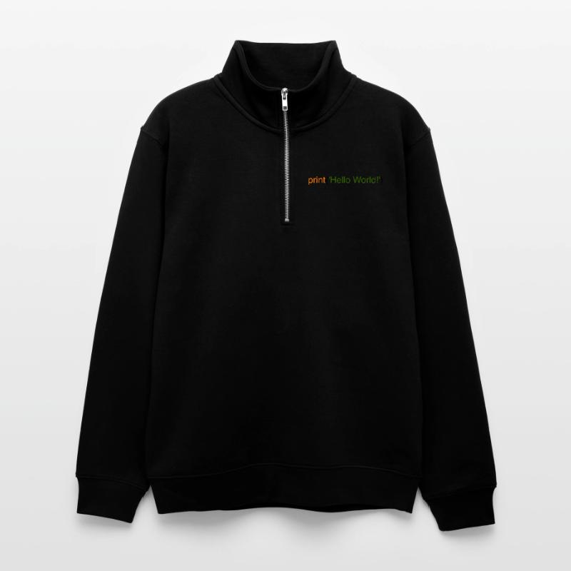 Hello World Python Unisex sweater with zip collar