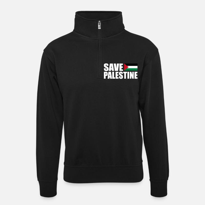 SAVE PALESTINE - Unisex sweater with zip collar - black