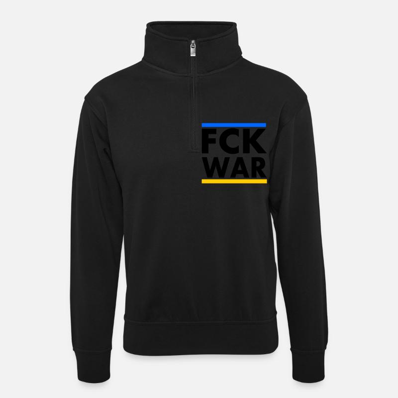 Fck war - Unisex Pullover mit Zip-Kragen - Schwarz