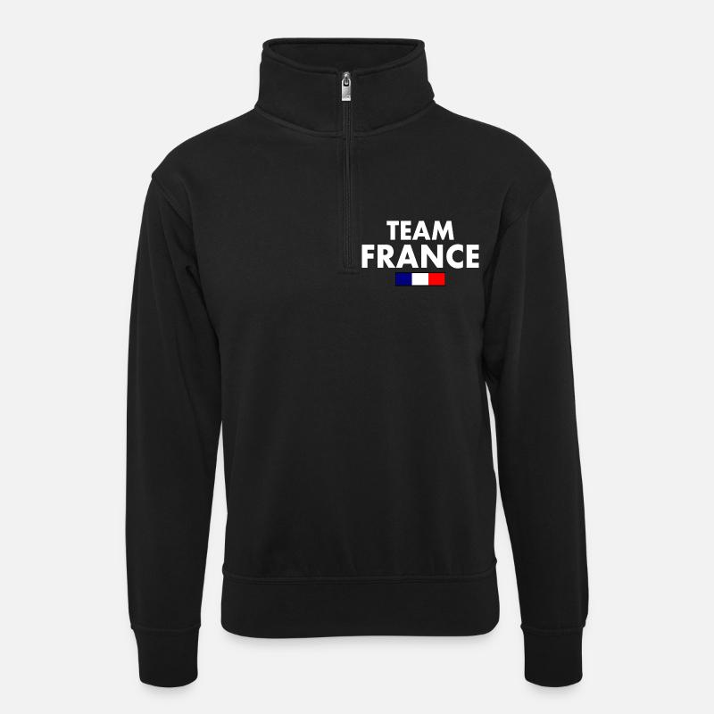 Team france - Unisex Pullover mit Zip-Kragen - Schwarz